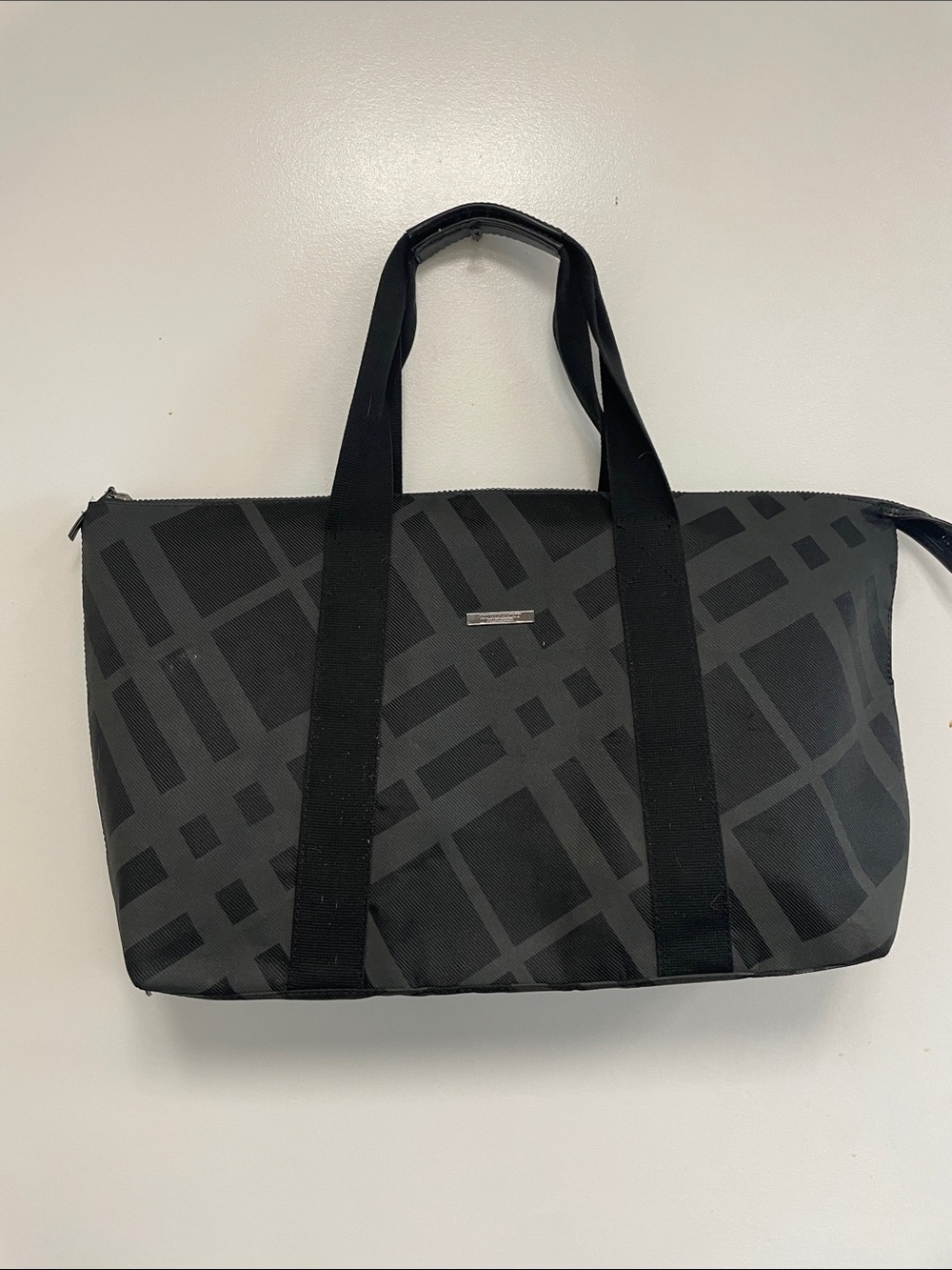 Burberry Black Plaid Duffel Bag